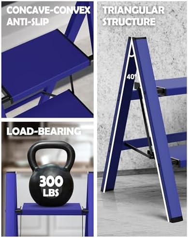 Taranta 2 Step Stool Foldable,Aluminum Step Ladder-Blue - Image 2