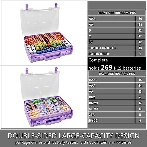 Battery Organizer Storage Case with Tester for 269 Batteries, Double Sides - Image 3