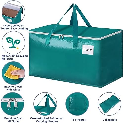 StorageRight Moving Bags, Moving Boxes, 93L 10-Pack Sotrage Totes, Green - Image 3