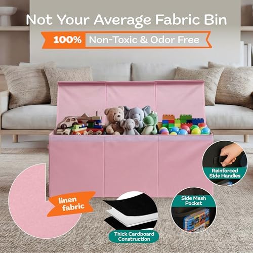 SoftOwl Extra Large Toy Storage Organizer with Lid - Sturdy, Collapsible Toy Chest Storage Box Design - Toys Bin with Dividers for Kids, Nursery, Bedroom, Playroom 37"x16"x14" - Image 4