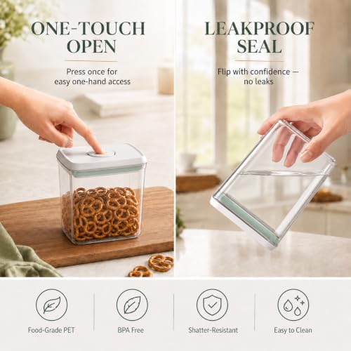 3-Pack 1.3 Qt Airtight Food Storage Containers, Stackable Pop Lids - Image 2