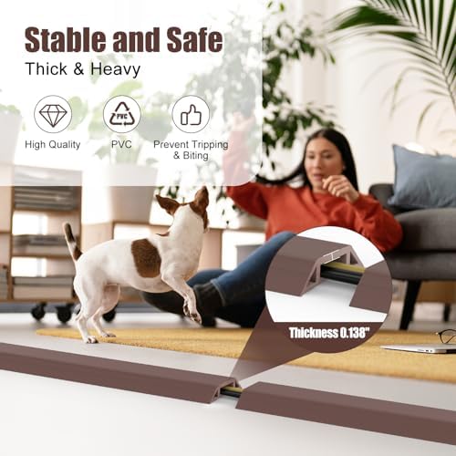Eapele 6.5 ft Floor Cord Cover Heavy Duty Cable Protector, Cord Covers for Wires on Floor, Floor Cable Cover Easy to Unroll Prevent Trip Hazard for Home Office or Outdoor Settings (Brown) - Image 4