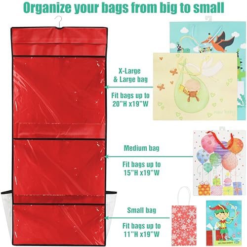 Simple Houseware Double-Sided Hanging Gift Wrap Organizer, Red (Set of 1) - Image 6