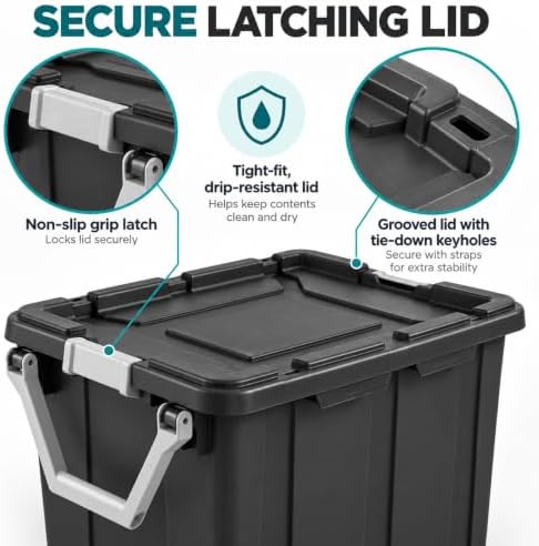 40 Gal Wheeled Storage Bin with Latching Lid 2-Pack for Garage - Image 4