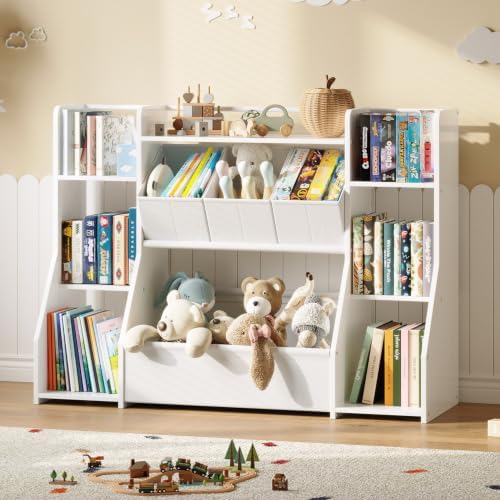 FOUCSSOMEI Kids Bookshelf and Toy Storage Organizer with Large Toy Box by FOUCSSOMEI