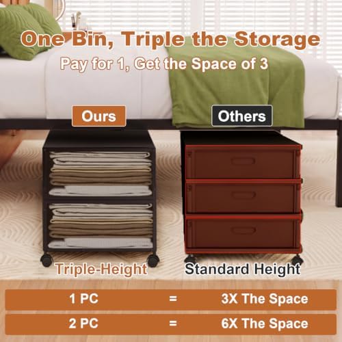 Fokyfok 2Pack Under Bed Storage Containers,16 inch Height,31 inch Long - Image 2