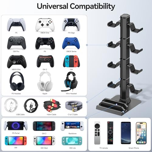 Kytok Gaming Headset & Controller Holder Stand for Gamer Gift, Game Headphone Desk Organizer Storage with Cable Hook for Xbox/ PS5/ PS4/ Controller, for playstation 4 Mounts, Brackets & Stands - Image 2