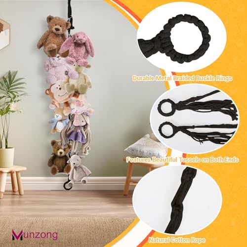 Munzong Stuffed Animal Storage Chain 80 Inch, 4pcs Black Hanging Storage - Image 3