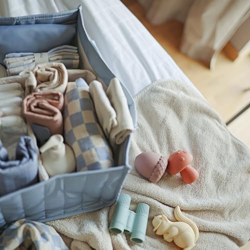 mushie Baby Diaper Caddy | Newborn Essentials Organizer (Blue Flowers) - Image 5