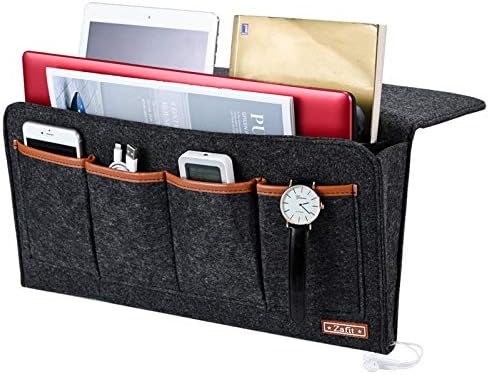 Zafit Bedside Caddy, 7 Pockets Large Size Bedside Organizer Caddy for Magazine Remotes Phone (17.3'' x 18.1'', Dark Grey) by ZAFIT