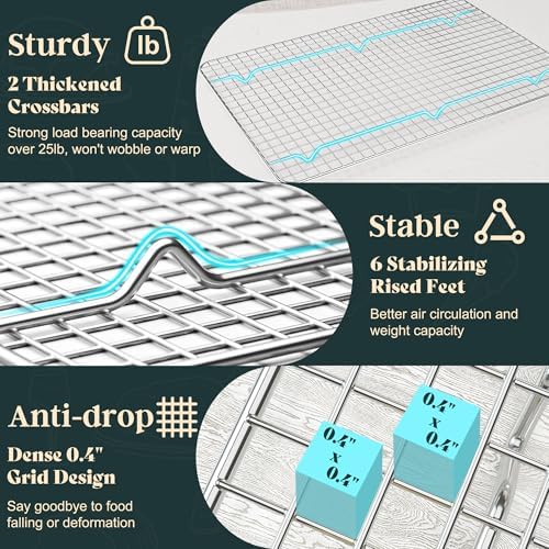 Cooling Racks 10 x14.75 in, Tight-Wire Stainless Steel Baking Rack 1-Pack - Image 6