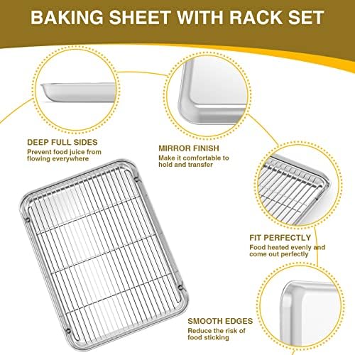 Wildone Baking Sheet with Rack Set (3 Pans + 3 Racks), Stainless Steel Baking Pan Cookie Sheet with Cooling Rack, Non Toxic & Heavy Duty & Easy Clean - Image 4