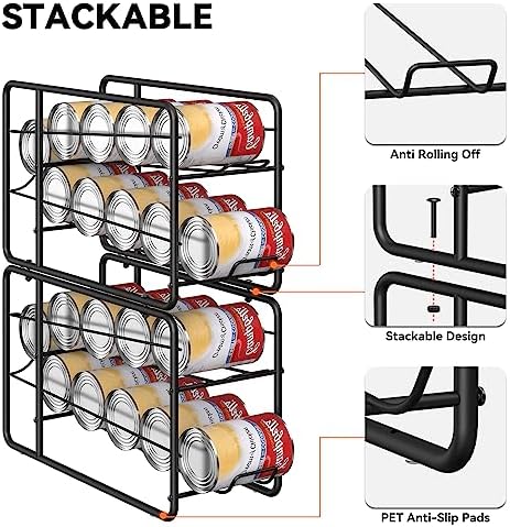 MOOACE 4 Pack Can Organizer for Pantry, Stackable Soda Can Dispenser Rack - Image 4