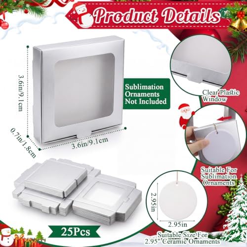 Dunzoom 25 Pcs Christmas Sublimation Blanks Ornament Gift Box, Silver - Image 2