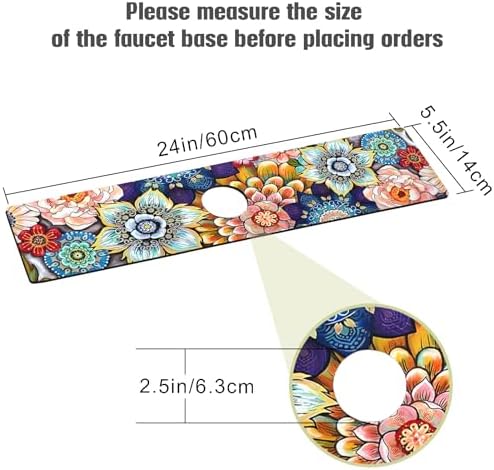 Sink Faucet Absorbing Mat, 2 Pack Drying Mat Around Faucet Sink Splash Guard Behind Faucet Sinkmat For Kitchen Bathroom Island Rv 24 * 5.5 Inch (60 * 14 cm) - Image 2