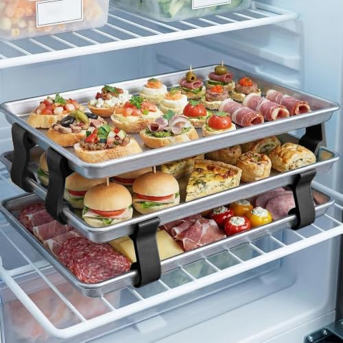 16Pcs Cookie Baking Sheet Stacker, Stackable Baking Sheet Holders, Reusable Stacking Clips Divider for Cake Pan Cooling Rack Freeze Dryer Trays, Space-Saving, Fit for Home Kitchen Refrigerator (Black) - Image 4