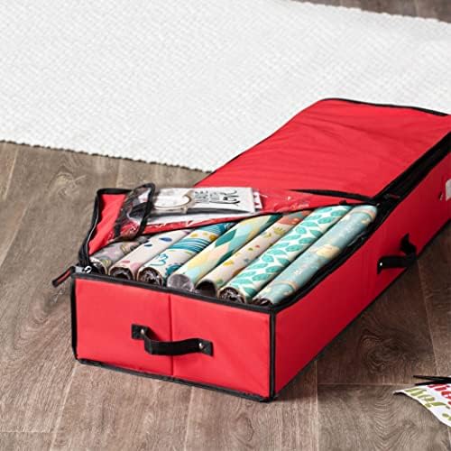 ZOBER Wrapping Paper Storage, Gift Wrapping Organizer Storage, Red/Black - Image 3