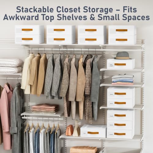 DIMJ Underwear Drawer Organizer, Stackable Bra Organizer for Closet 2 Pack, Bra Storage With Fabric Storage Drawers, Collapsible Closet Organizers for Clothes, Socks, Bra, Scarf, Baby Clothes, White - Image 3