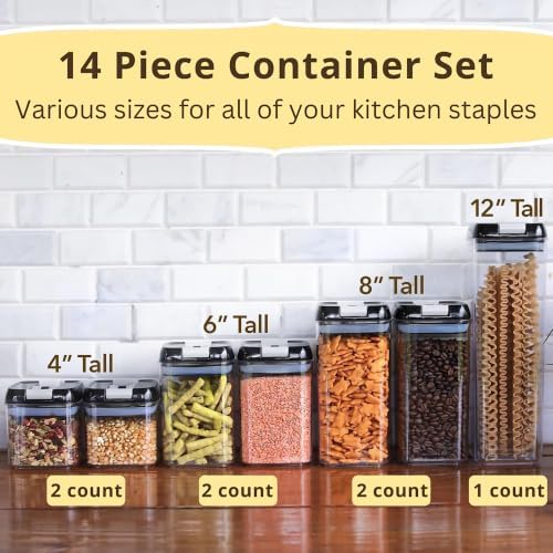 Simply Gourmet Airtight Food Storage Containers with Lids – 7 Piece Assorted Size Kitchen Pantry Organization Set, BPA-Free Clear Plastic, Stackable Containers for Cereal, Flour, Sugar, Rice, Snacks - Image 5