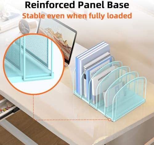 SUPEASY 5-Section Vertical File Organizer, Mesh Desk Organizer, Blue - Image 4