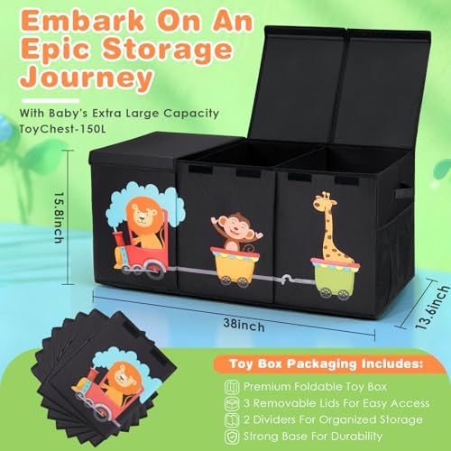Extra Large Toy Box Storage Chest with Lid for Kids’ Room - 40x16x14'' - Image 3