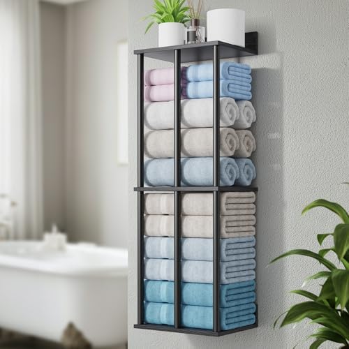 Bathroom Towel Storage, Black Bathroom Towel Holder by HamsterHouse