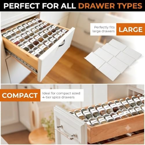ALCOVA Spice Drawer Organizer Expandable 9-18" for Kitchen Drawer, White - Image 4