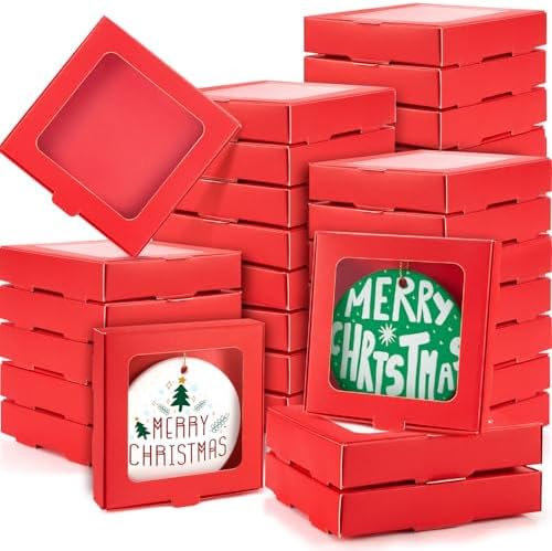 50 Pcs Christmas Sublimation Blanks Ornament Gift Box, Red by Dunzoom