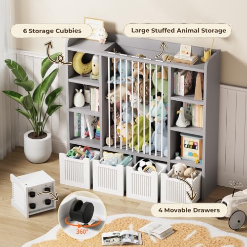 Toy Storage Organizer with Stuffed Animal Storage, Grey - Image 4