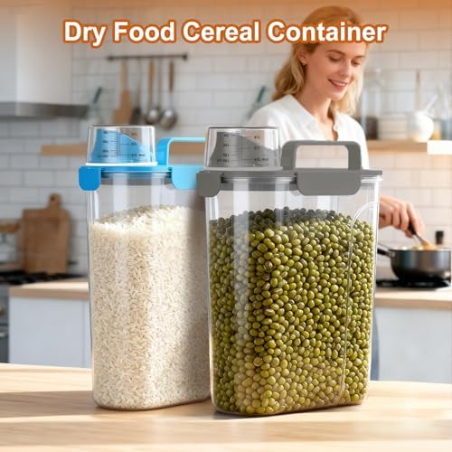 Uppetly Dog Cat Food Storage Container, 5-7Lbs Pet Food Containers, Airtight Cat Food Container with Portable Handle & Measuring Cup, Small Animal Dry Food Dispenser for Dogs, Cats and Birds Grey - Image 6