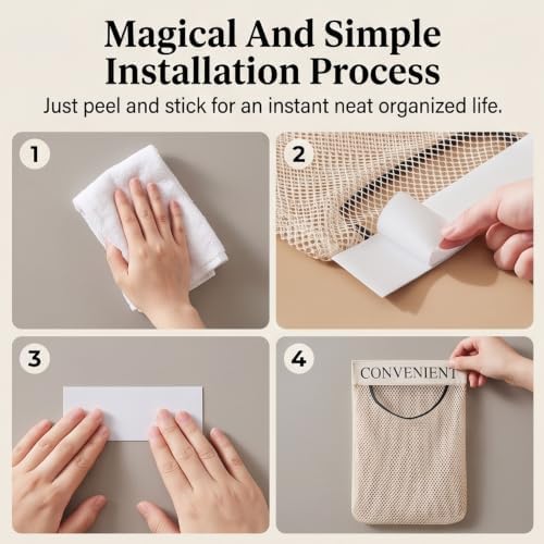 2 Pack Trash Bag Holder Dispenser Sticky Wall Mount Mesh Convenient Storage Organizer for Home Kitchen Grocery Plastic Shopping Garbage Bags Reusable Produce Tote Bag - Image 6
