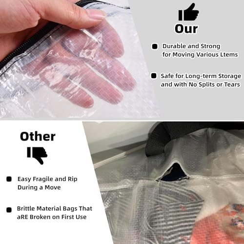 3 Pack Clear Storage Bags with Zipper and Handles, Blanket Bags For Closet Storage, Moving and Packing Supplies for College, Underbed Storage Organizer for Clothes Pillow Bedding Christmas Wreath - Image 5