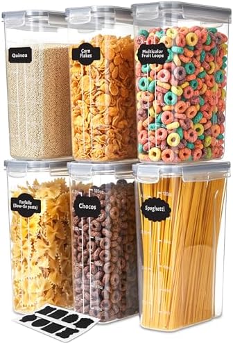 Utopia Kitchen Cereal Containers Storage Set with Lids, 6 Pack, 4L, Clear by UTOPIAKITCHEN