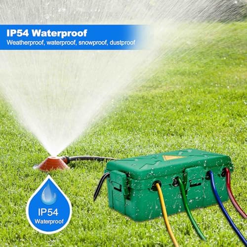 Hrensaw Medium Outdoor Electrical Box(10.6x5.7x4.9inch),Weatherproof Connection Box w/6 Cable Entry,IP54 Waterproof Extension Cord Cover Protect Power Strip,Timer,Plug,Holiday Lights,Green - Image 5
