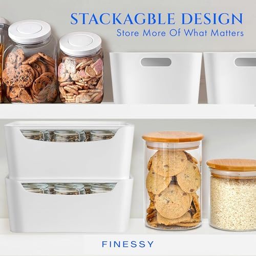 FINESSY White Plastic Storage Bins With Lids And Handles, 2 Pack Organizer - Image 4