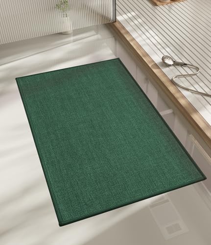 chakme Bathroom Rugs Mat 32x17, Ultra Thin Non Slip Bath Mat Quick Dry Absorbent Bath Mat for Bathroom Floor, (Green, 32"x17") by CHAKME