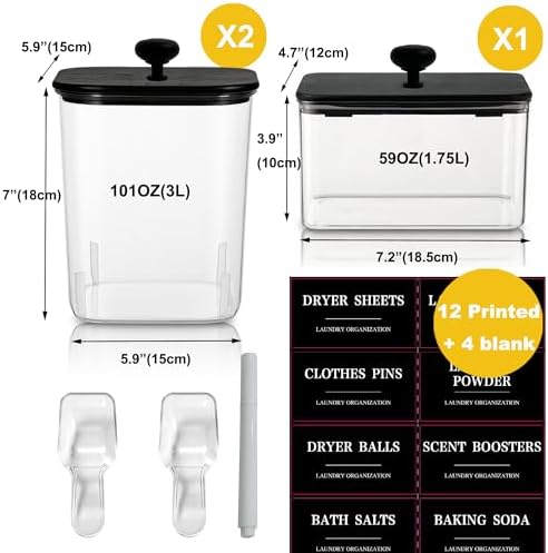 3 Pack Laundry Pods Container & Dryer Sheet Holder with Removable Labels, Laundry Room Organization and Storage - Image 2