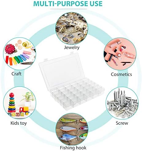 Umirokin Small Parts Organizer Box 2 Pack, 36 Grid Bead Organizer with Adjustable Dividers, Plastic Organizer Box for Screws, Jewelry Making, Craft Storage, Fishing Tackle, Clear Compartment Container - Image 4