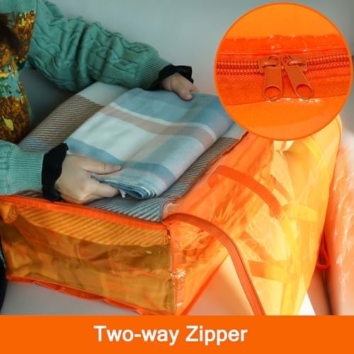 Vieshful Orange 40L Clear Clothes Storage Bag with Zipper 3 Pack - Image 5