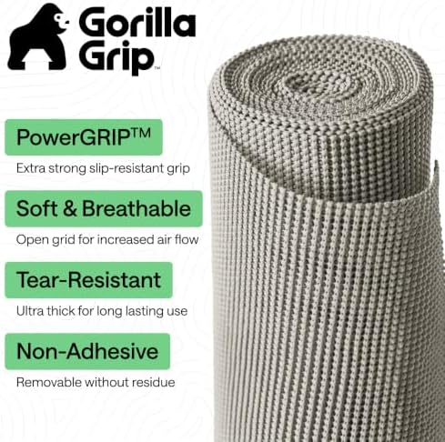 GORILLA GRIP powerGRIP Drawer Shelf and Cabinet Liner, 17.5"x30' Light Gray - Image 2