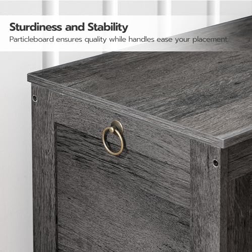 HOOBRO Toy Box, Retro Wooden Look Storage Chest with Safety Hinge, Entryway Storage Bench Supports 330 lb, 29.9 x 15.7 x 18.9 Inches Toy Chest Organizer, Easy Assembly, Charcoal Black BC75CW01G2 - Image 6