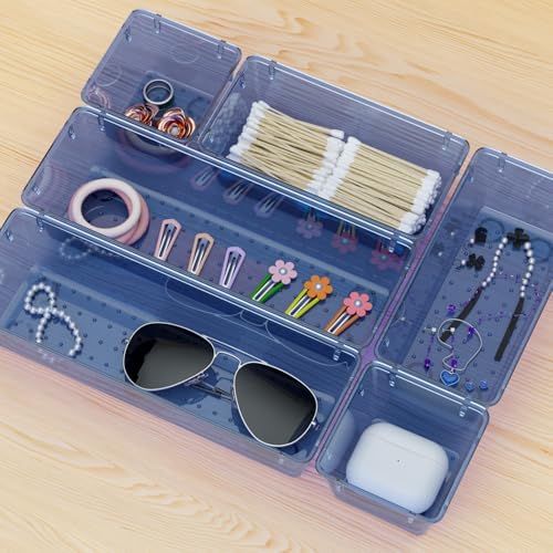 9 Pack Clear Drawer Organizer Set, Drawer Storage Trays, Storage Bins - Image 7