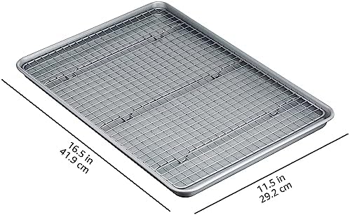 Amazon Basics Ceramic Nonstick Baking Sheets & Cooling Rack Set, Dishwasher Safe, Oven Safe, Half Sheet Size, Gray, 2-Pack - Image 7