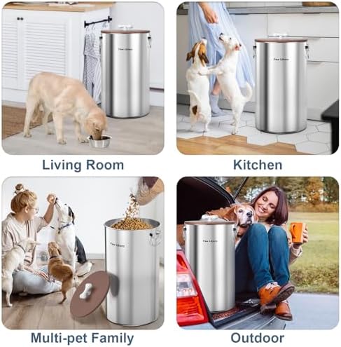 35 lb Stainless Steel Dog Food Storage Container with Airtight Lid for Pet - Image 5