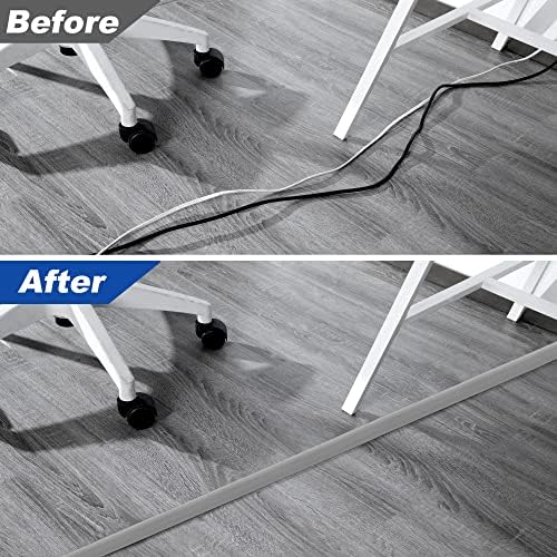 10FT Floor Cord Cover, Grey Cord Hider Floor, Durable Cord Covers for Wires on Floor, Cable Floor Cover Power Cord Cover, Floor Cord Protector Hide Cords on Floor Cord Cavity: 0.47" W x 0.24" H - Image 6