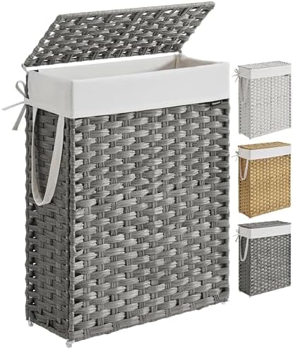SONGMICS Laundry Hamper with Lid, 14.5 Gal (55 L) Synthetic Rattan,Foldable by Thou+Art+Peter+%26+Company%C2%AE