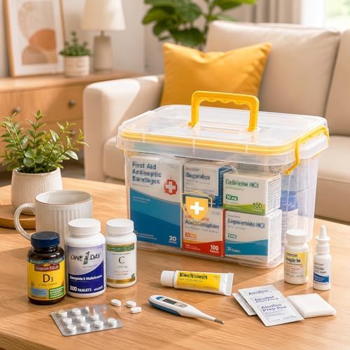 ANYPROLUS 15QT Clear Medicine Organizer Box with Handle, Plastic Medicine Container with Tray First Aid Box Empty, Thickened Medicine Storage Organizer Multipurpose Medication Organizer Storage - Image 2