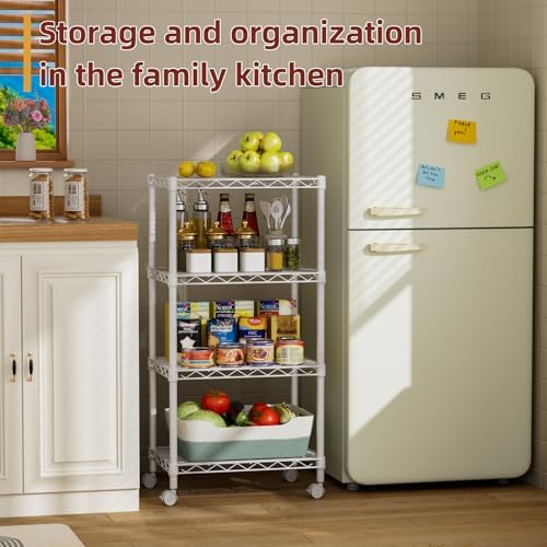 SINGAYE 4 Small Wire Shelves Kitchen Pantry Close Home Organizers and Storage Bathroom Shelf Laundry Room Organization Adjustable Book Metal Garage Shelving Unit - Image 5