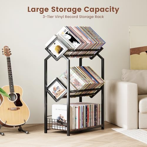 Homeiju 3-Tier Vinyl Record Storage Holder with Dividers - Image 3