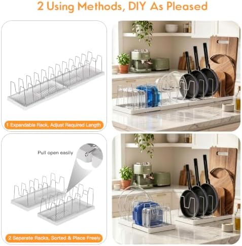 seasky 2-Pack Expandable Pots Pans Lid Organizer Under Cabinet 24 Dividers - Image 3